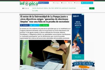 El rector de la Universidad de La Pampa junto a otros directivos exigen &quot;garantías de elecciones limpias&quot; tras una falla en la prueba de escrutinio
