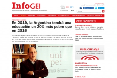 En 2019, la Argentina tendrá una educación un 20% más pobre que en 2016